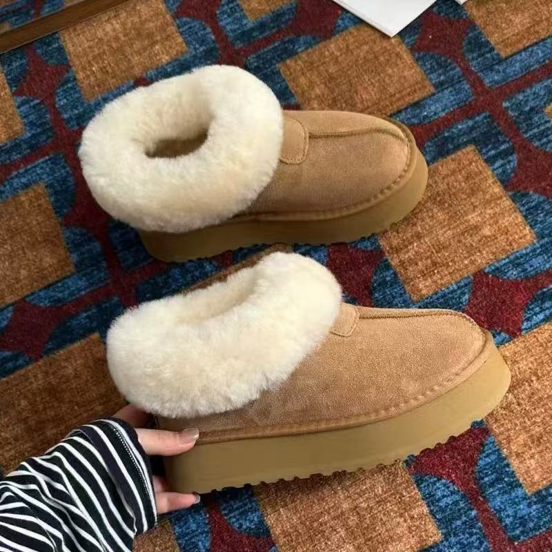 DuBiLu/嘟比鹿牛皮羊毛塔斯特雪地靴厚底低帮保暖加绒厚底冬季