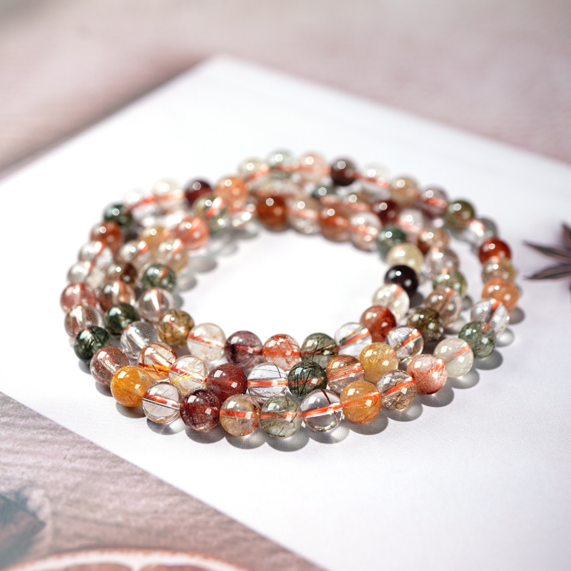 彩发晶三圈手链约6mm（多样性发一）