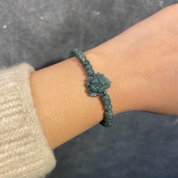 0052 蓝水翡翠深蓝翡翠单圈算牌珠手链