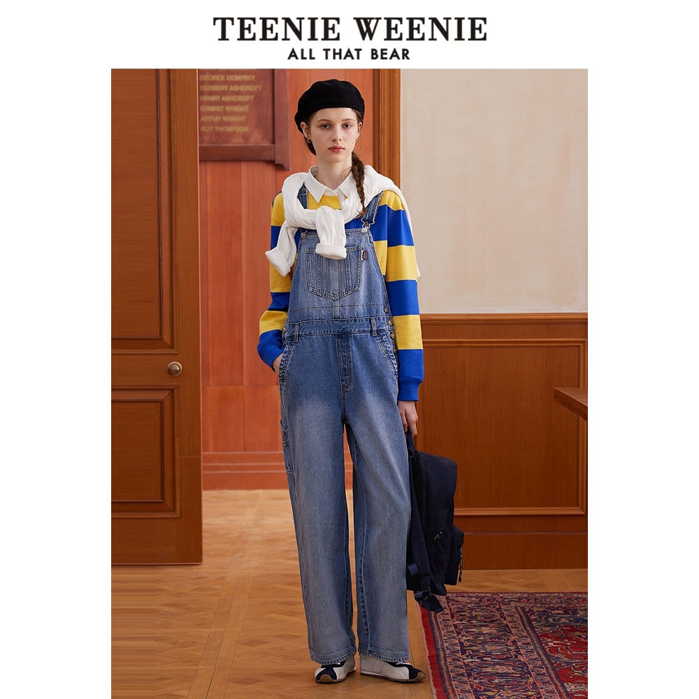 *TeenieWeenie小熊25春新款甜酷时尚学院风背带牛仔裤TTTV251204P