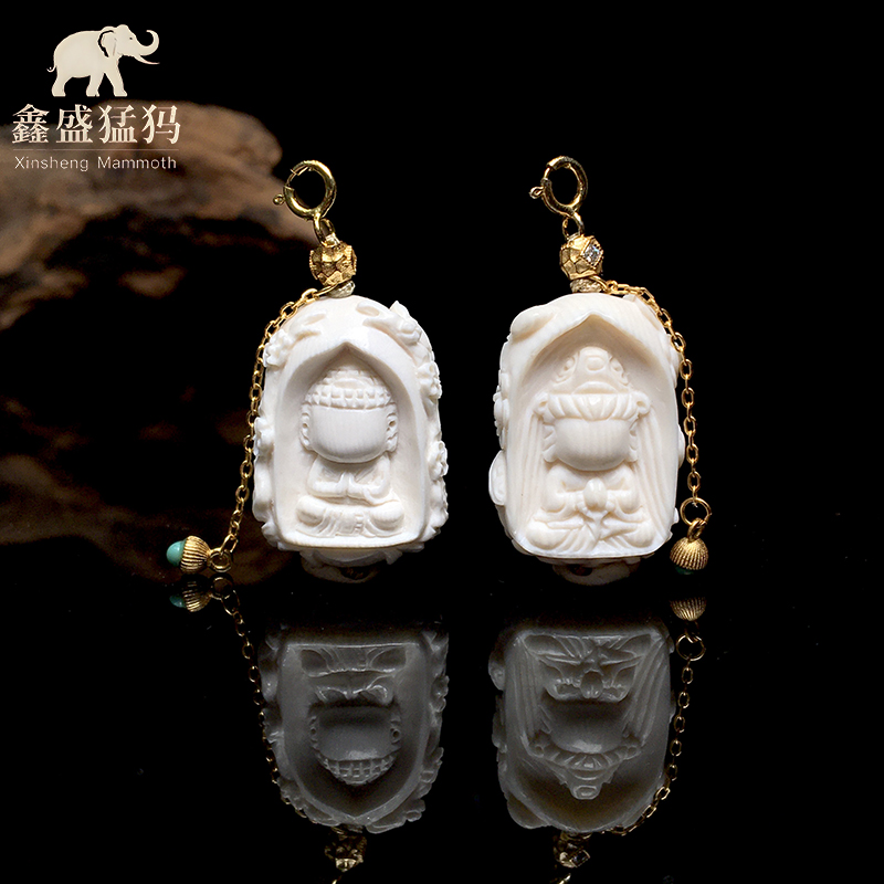 天然猛犸牙雕无相宝宝佛吊坠手工精雕满工设计男女款DIY收藏饰品