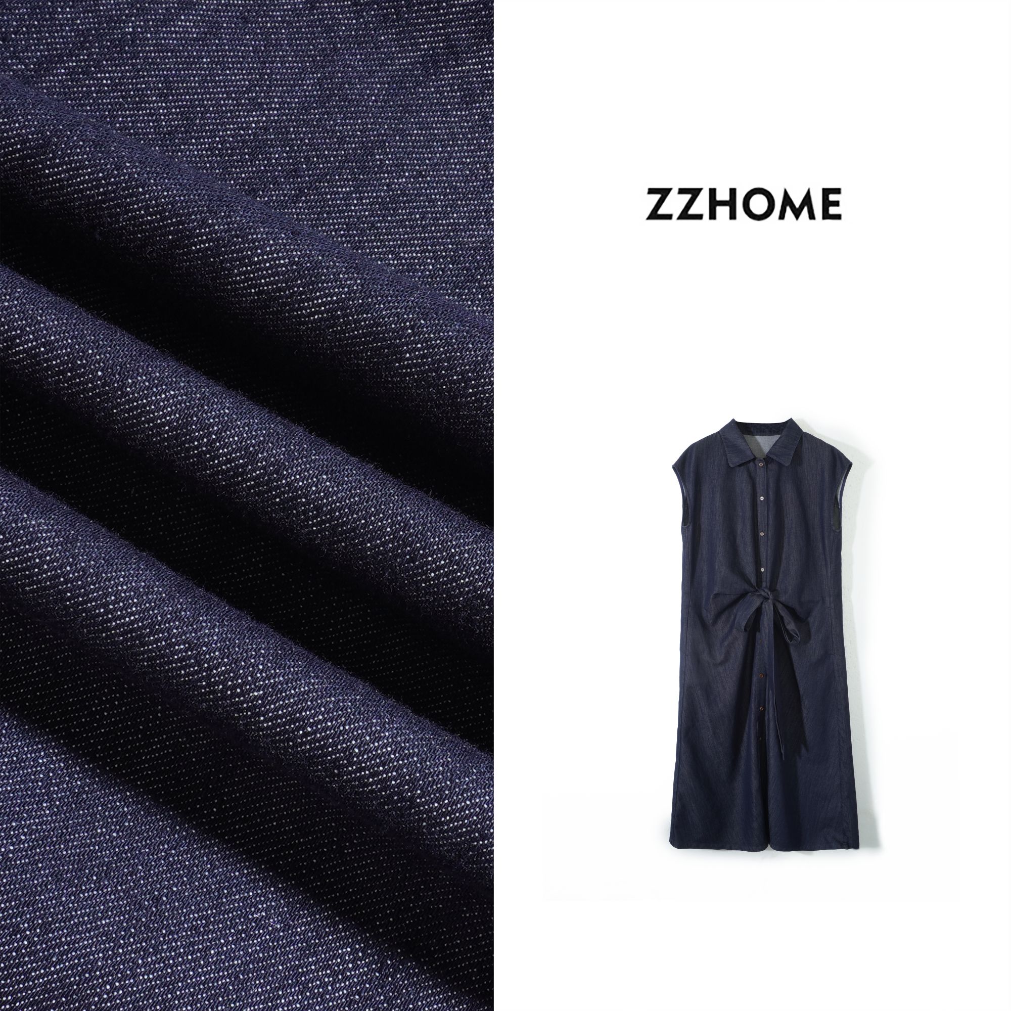 ZOZO HOME | 细节聚焦廓形立裁纽结牛仔连衣裙q174114p