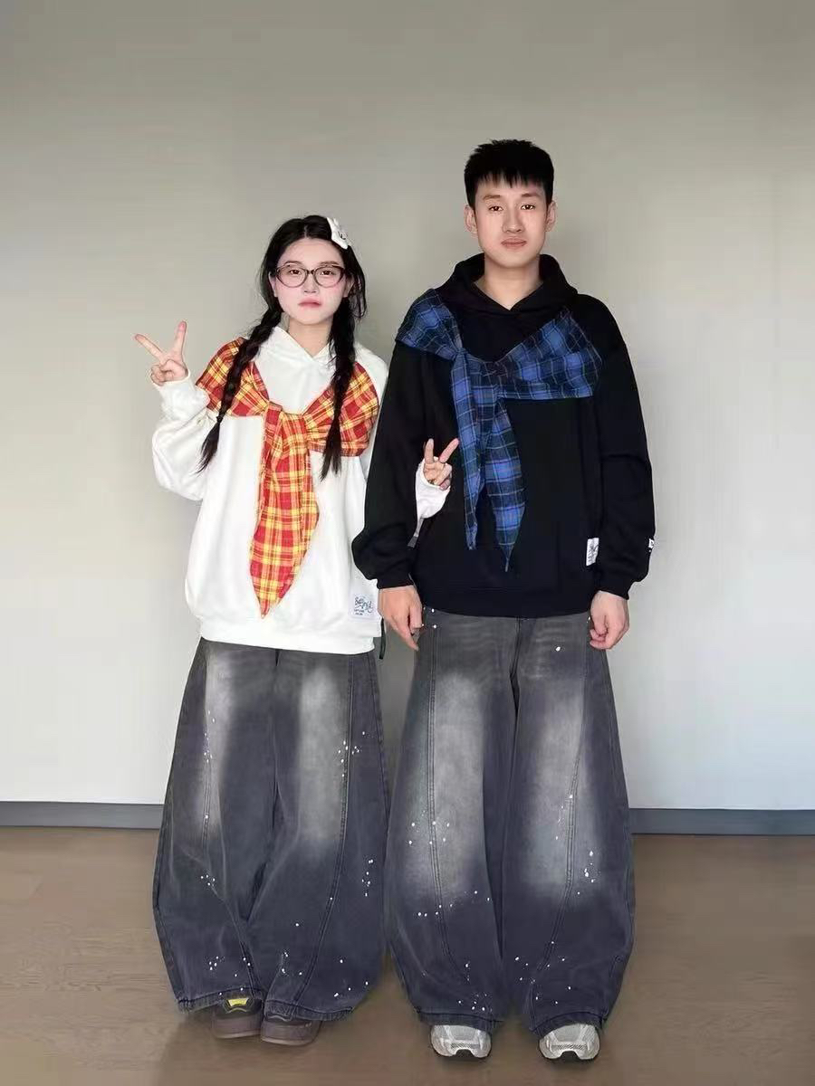 元元子常规款连帽绑带透气蝴蝶结卫衣百搭宽松春季新复古风情侣