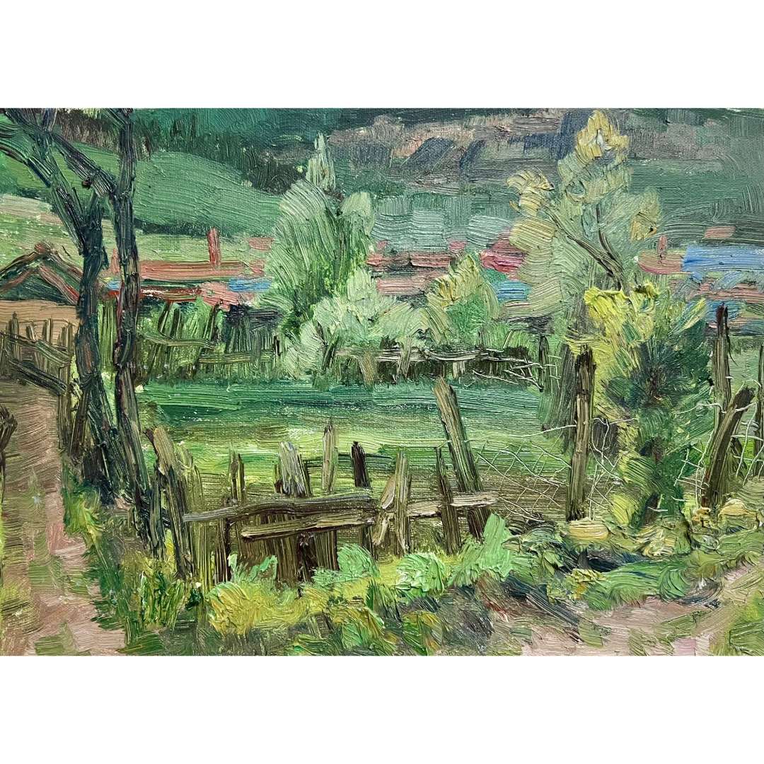 7021王兴全《田野人家》原创手绘油画风景作品30*38cm适合客厅书房