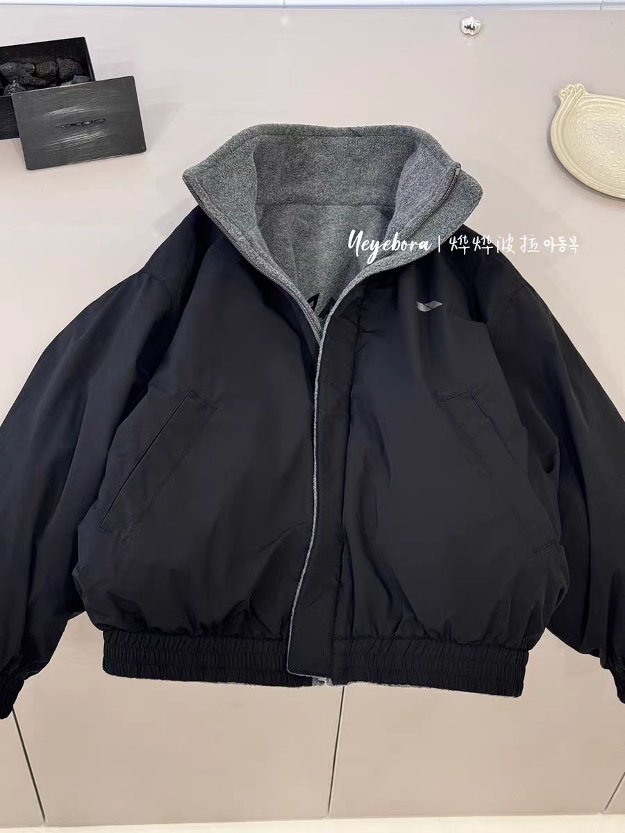 男童双面穿夹克衫加厚加绒2025儿童秋冬款摇粒绒外套男孩帅气上衣