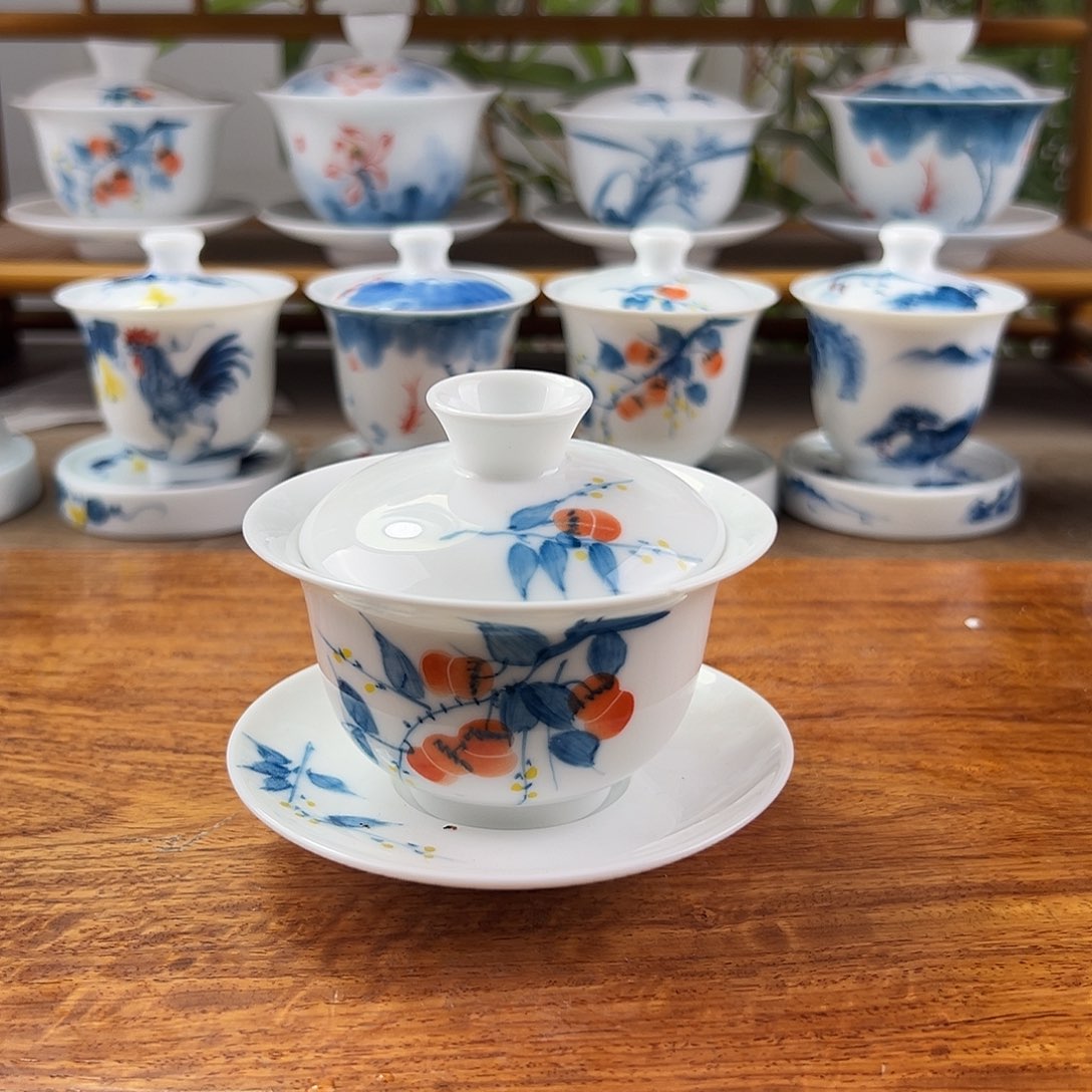 微瑕柿子盖碗130容量