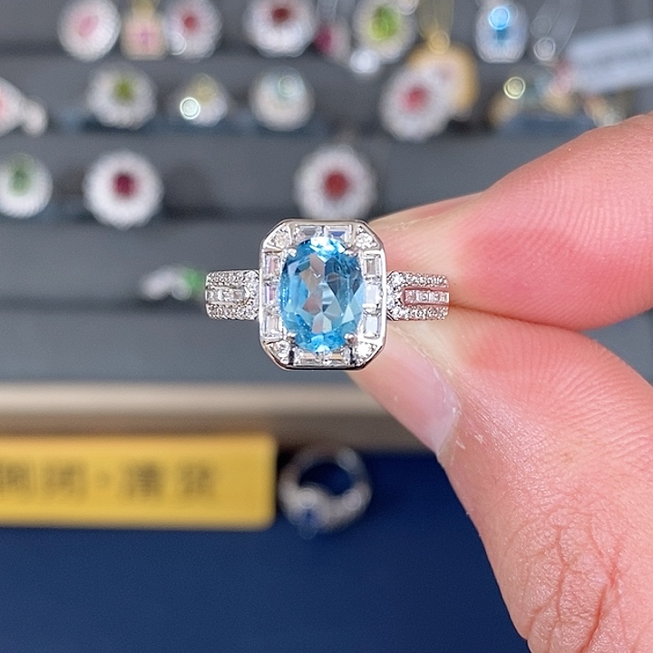 托帕石戒指银S925镶嵌