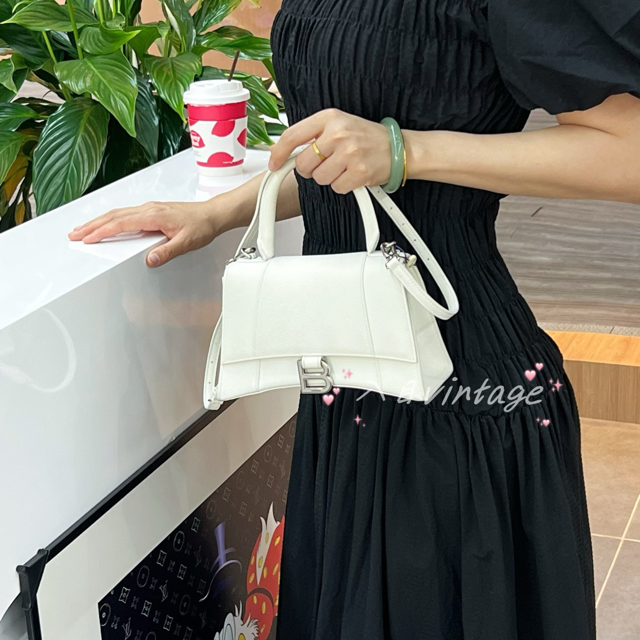 95新 Balenciaga/巴黎世家 珍甄 S码纯皮沙漏斜挎包 78807