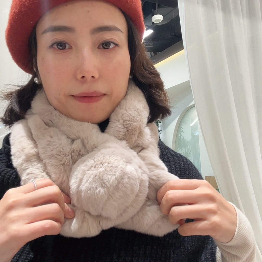 兔毛围脖 一体式方便