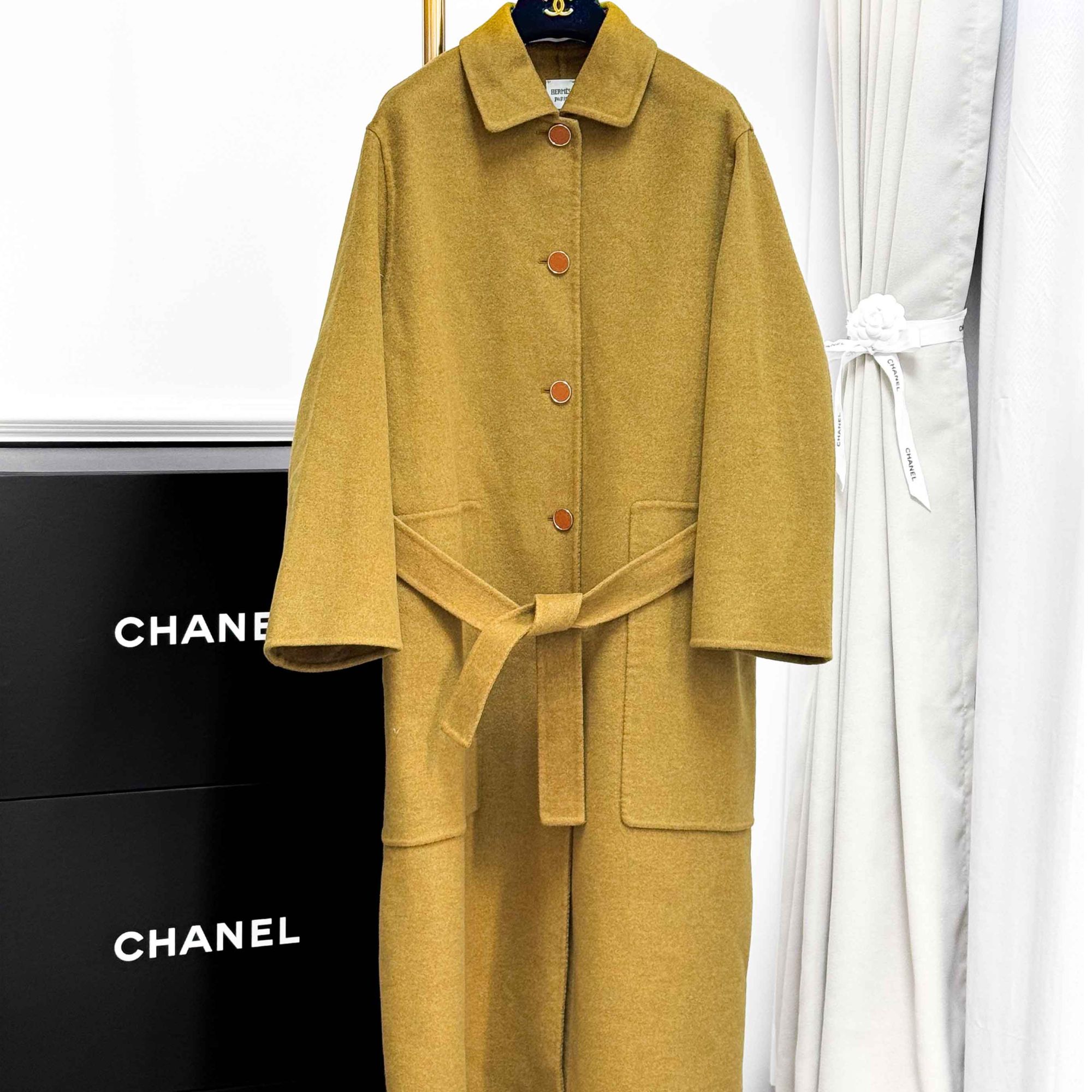 99新 Hermes/爱马仕 34码 棕色 长袖 长款 大衣