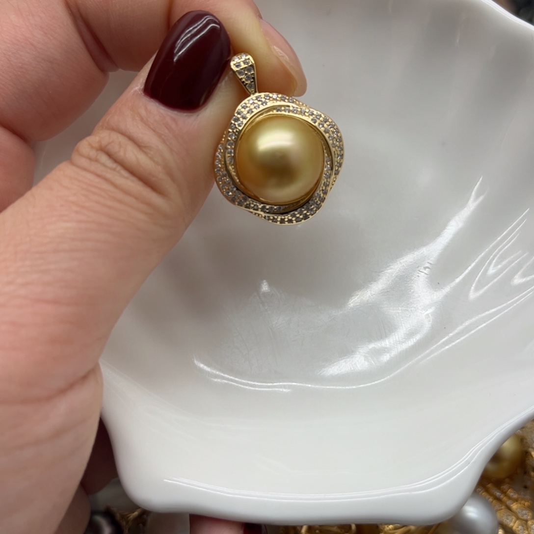 银S925镶嵌吊坠(不含链)海水珍珠