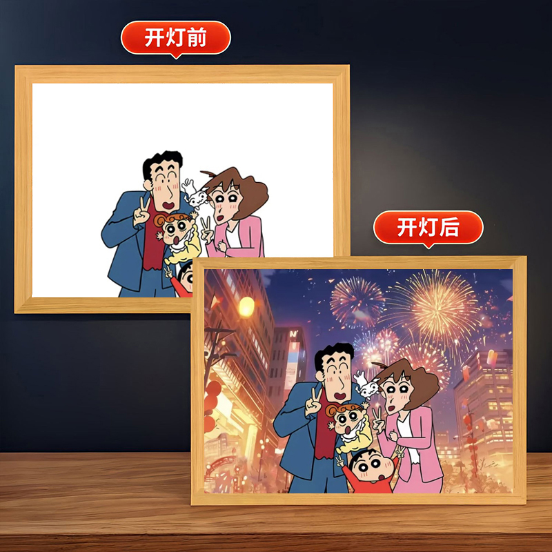 蜡笔小新灯光画新年礼物装饰摆件卧室床头小夜灯氛围灯送礼物