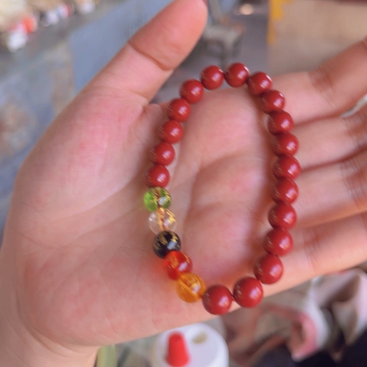 朱砂五路财神卡8手串