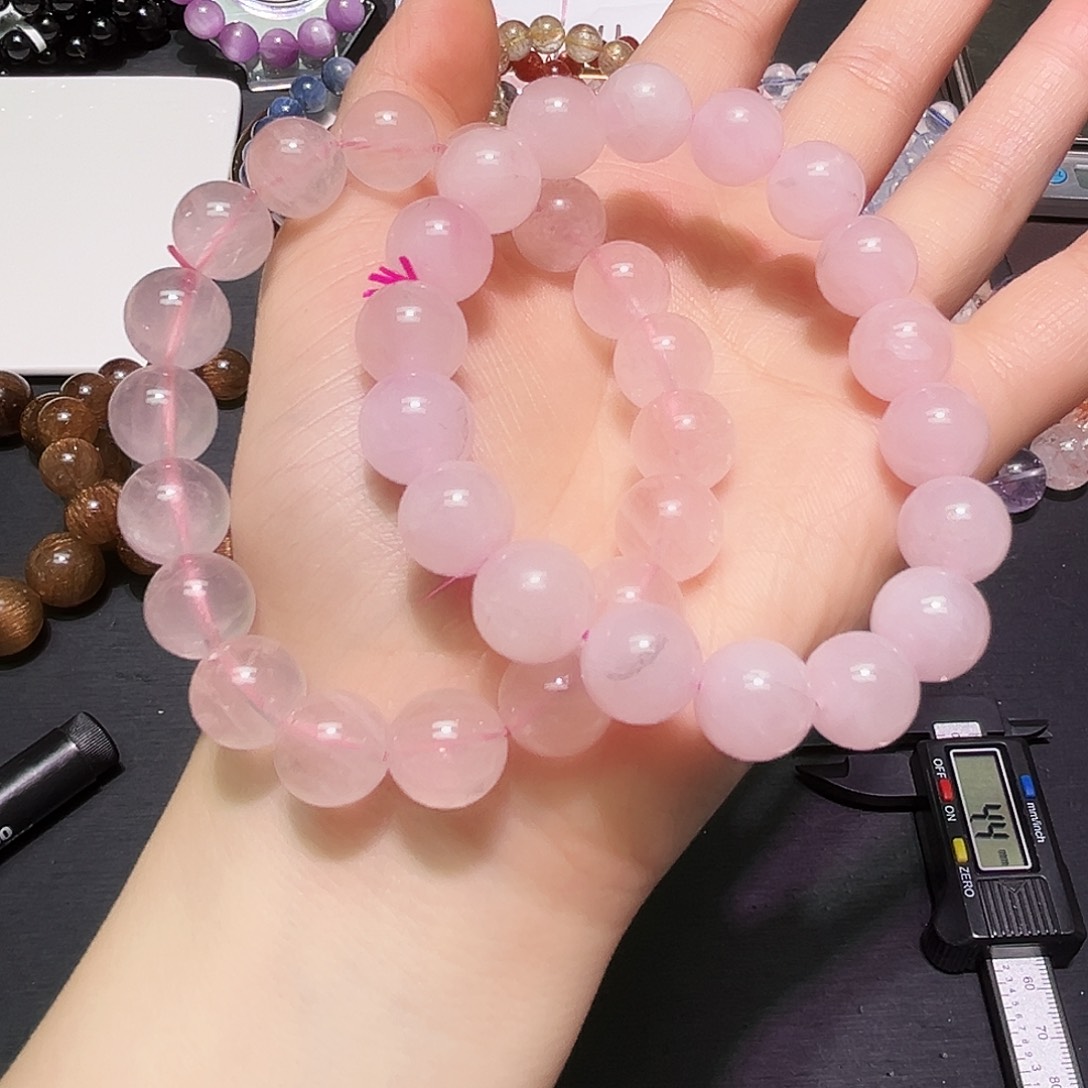 未镶嵌手链水晶粉水晶11毫米60号