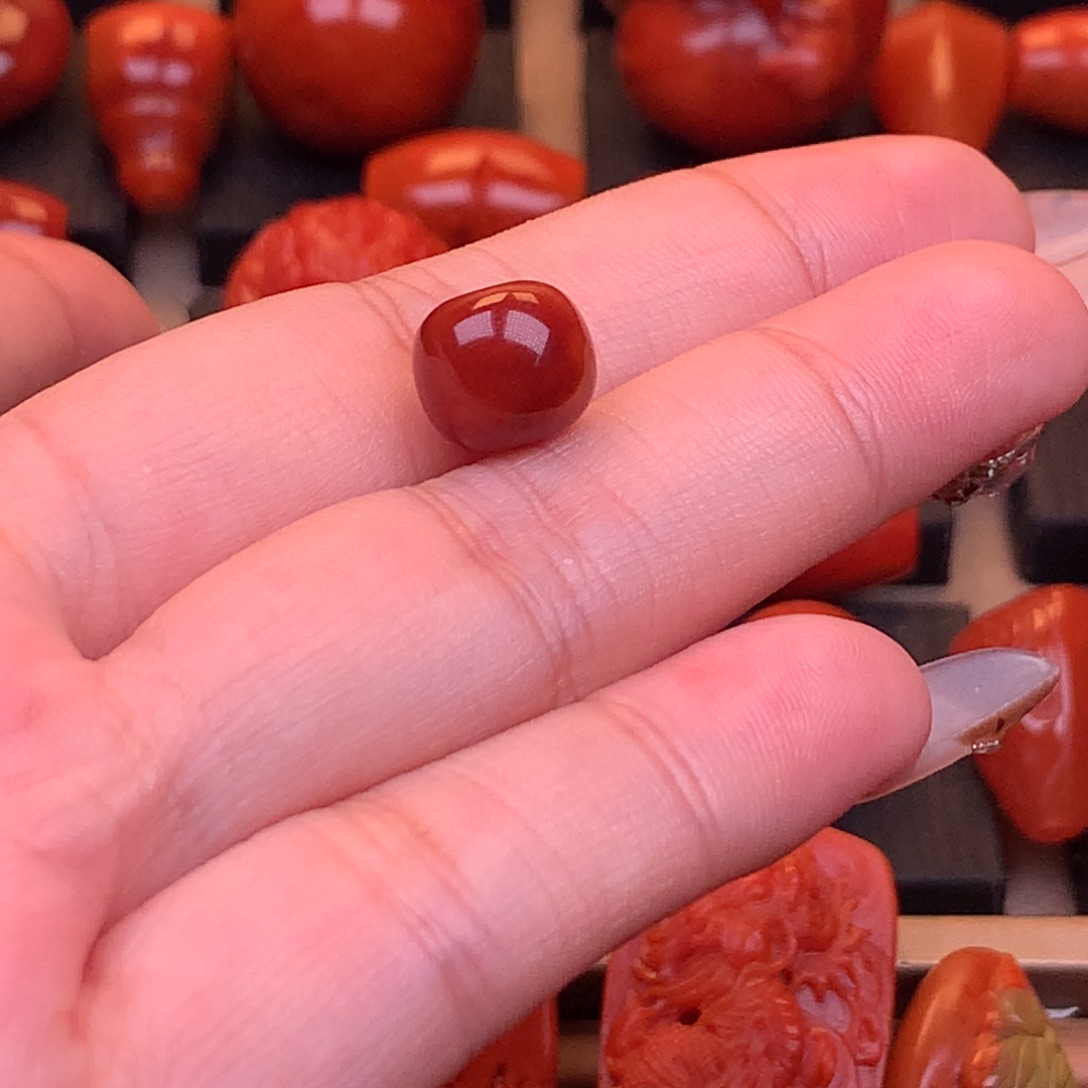 南红玛瑙未镶嵌川料原矿老型单珠10mm