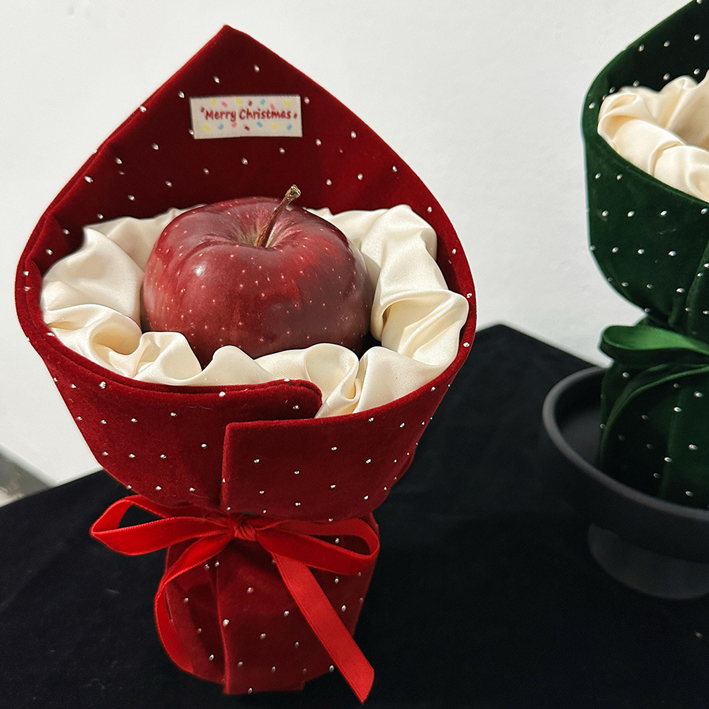 丝绒苹果花束diy手工材料包可爱装饰布置迷你花束创意圣诞节礼物