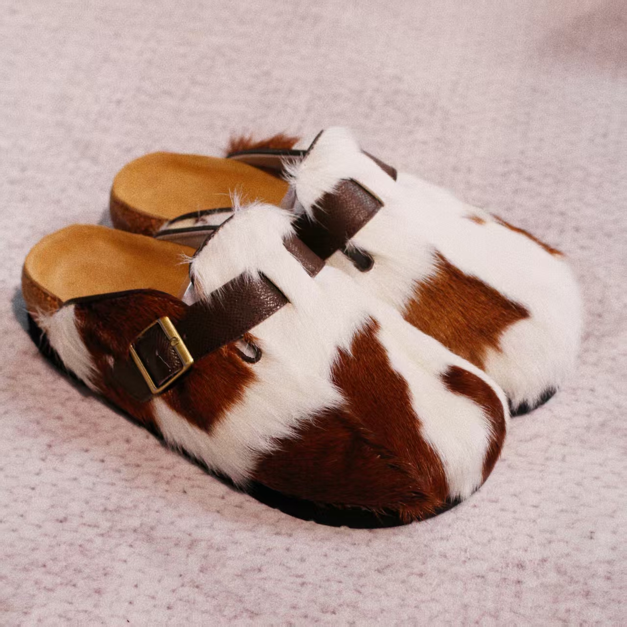 【毛毛专属】289-2玛拉沁黄白猾子半托ins学生包头半拖鞋女外穿