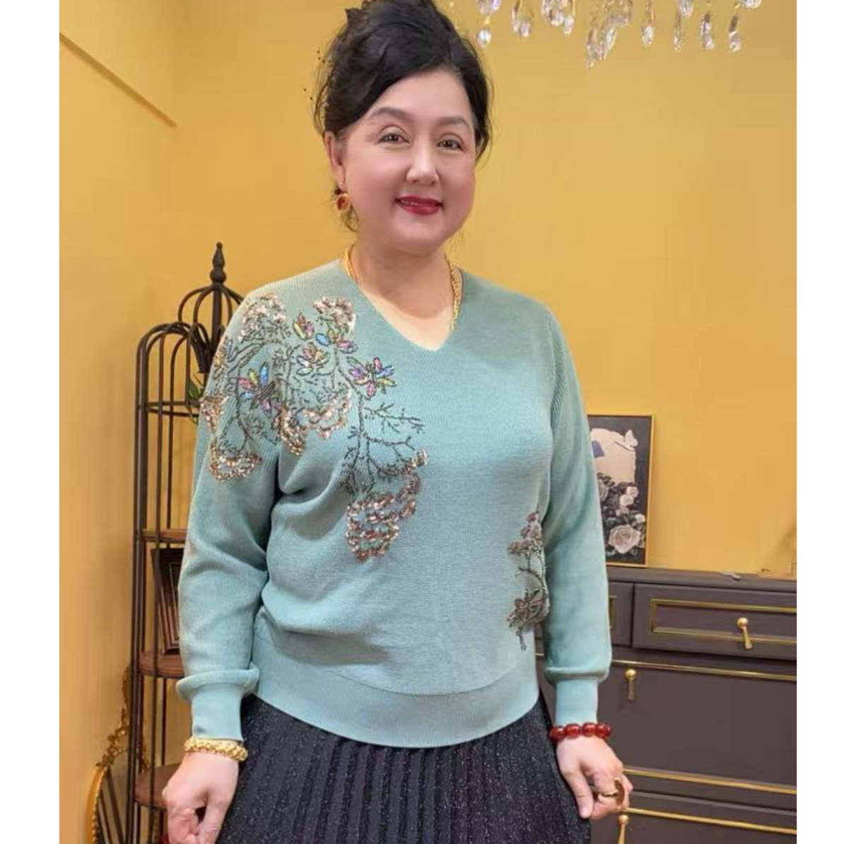 【AYTU】针织薄款V领常规袖长袖毛针织衫加厚女装上衣秋冬