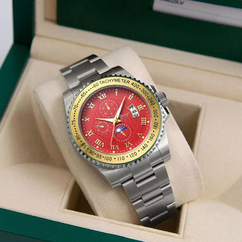 【新春补贴】--junyu三眼六针红盘--全新夜光防水商务手表女款-34