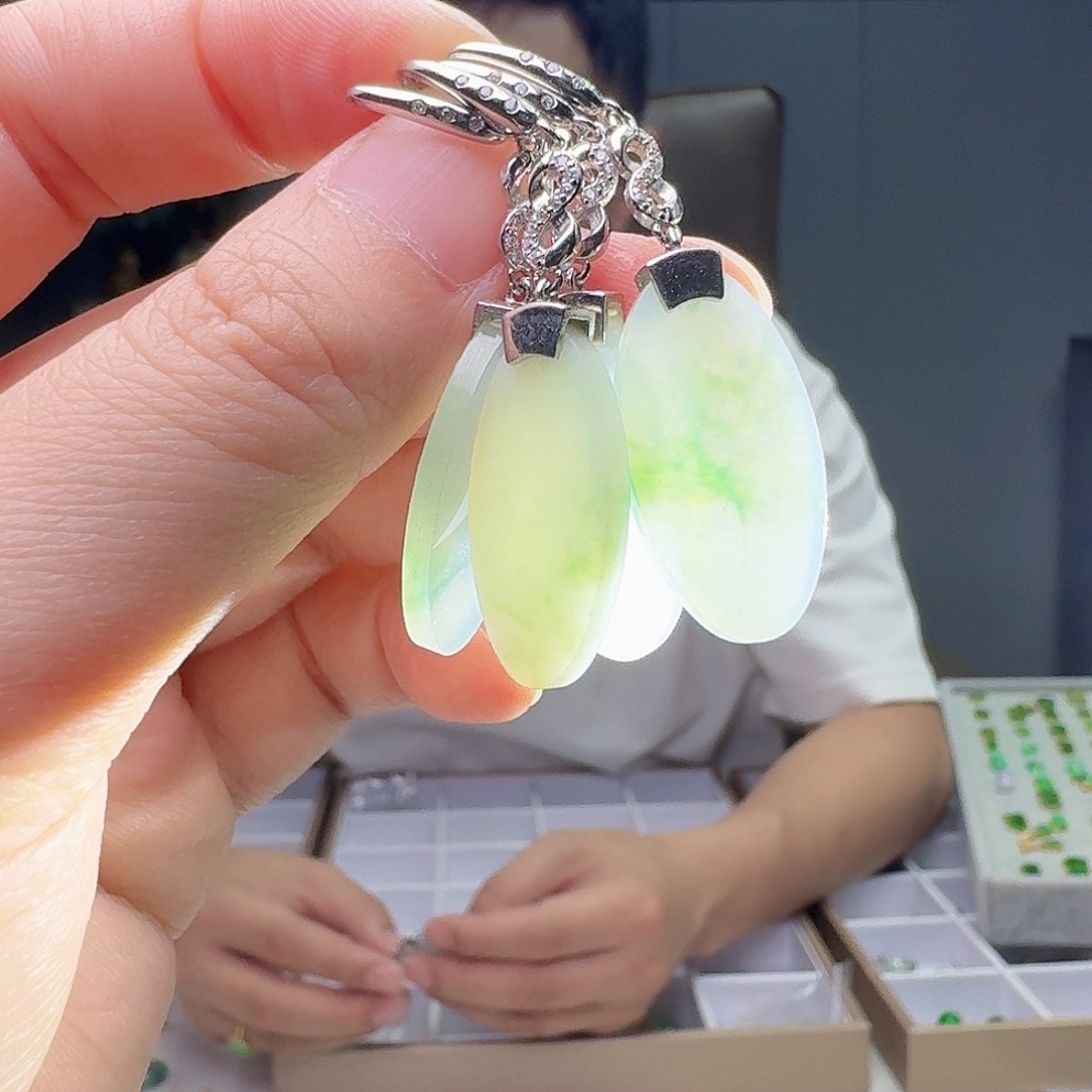 翡翠银S925镶嵌耳饰多样性发货其一