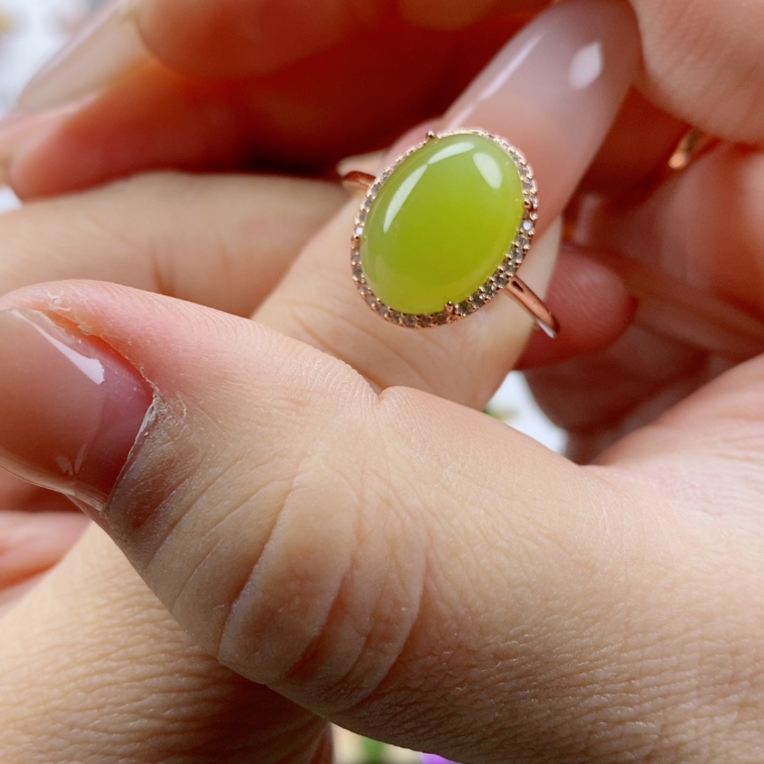 银S925镶嵌戒指和田玉