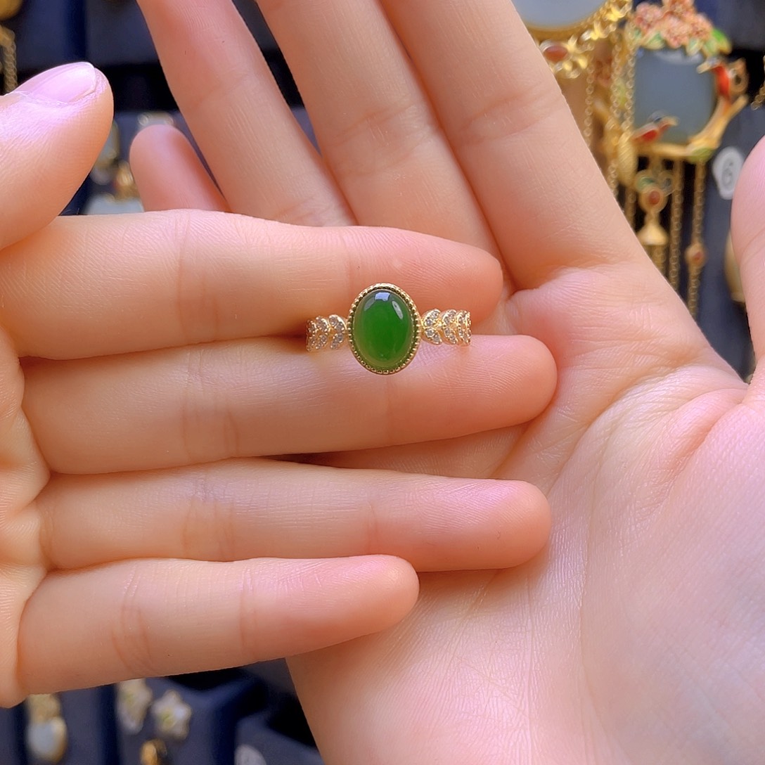 和田玉颈饰银S925镀金镶嵌