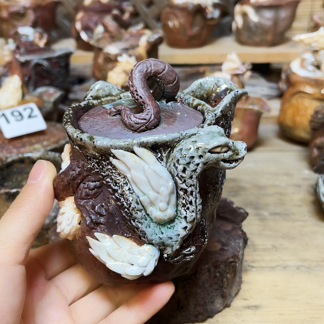 杯柴烧粗陶手捏宝瓶