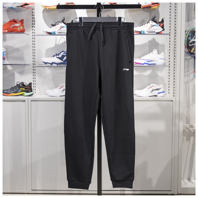 李宁卫裤男子2025乒乓球系列束脚加绒保暖运动长裤AKLSC99