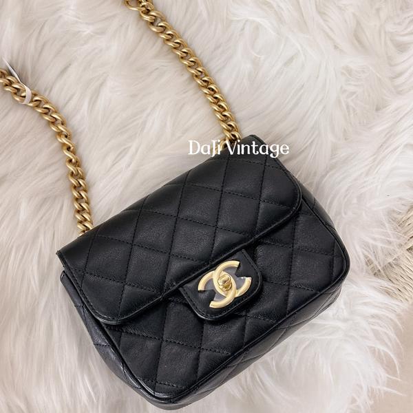 大吉中古/Chanel香奈儿23s黑金翻盖链条斜挎包