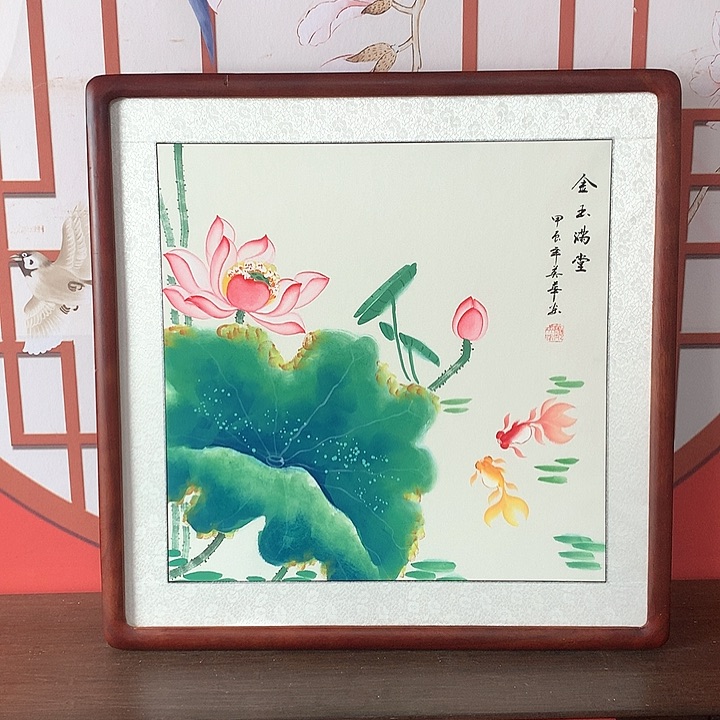 国画带框尺寸62✖️62手绘包邮