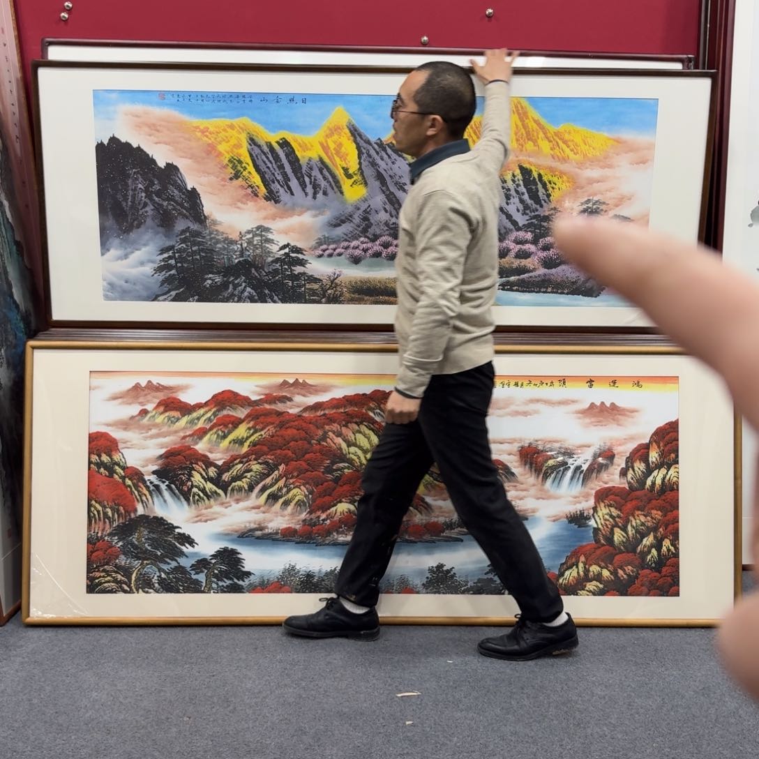 国画带框绘画210/80尺寸日照金山