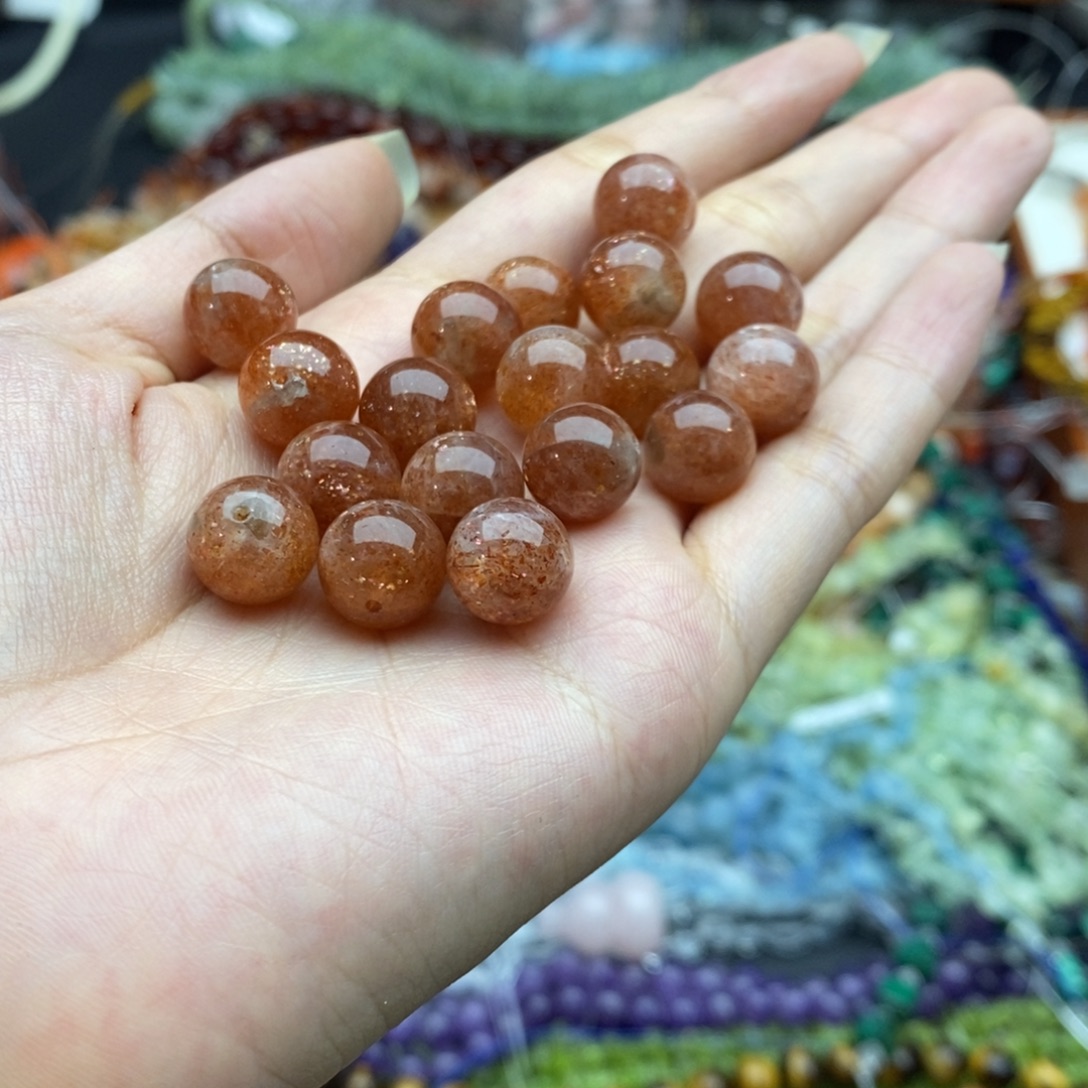 玛瑙/玉髓未镶嵌珠宝半成品一个天然11mm金太阳阿鲁沙单珠