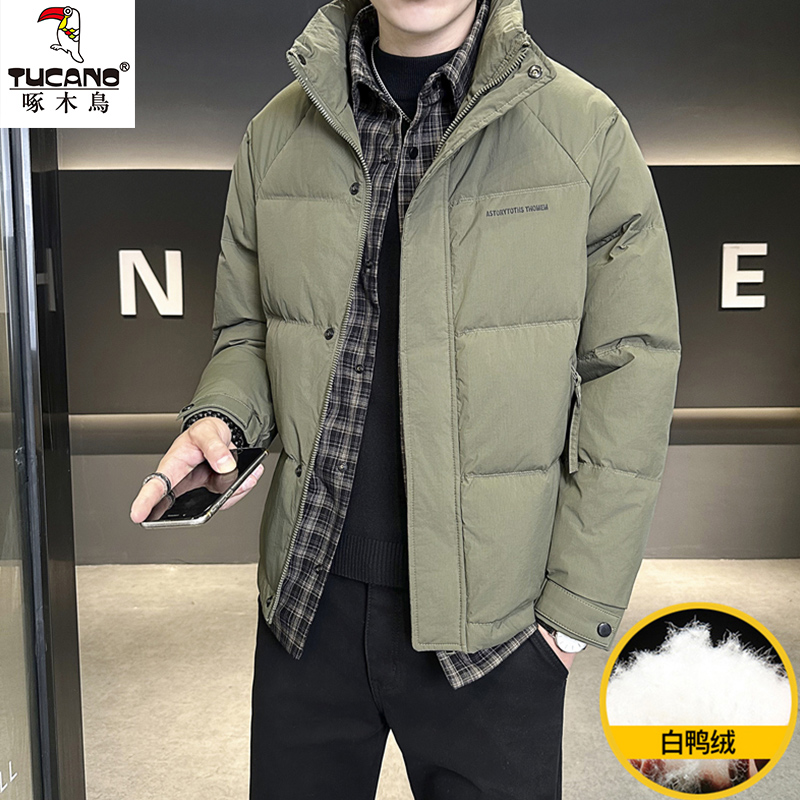 TUCANO/啄木鳥假两件衬衫羽绒服男士冬装加厚修身高级感潮流外套