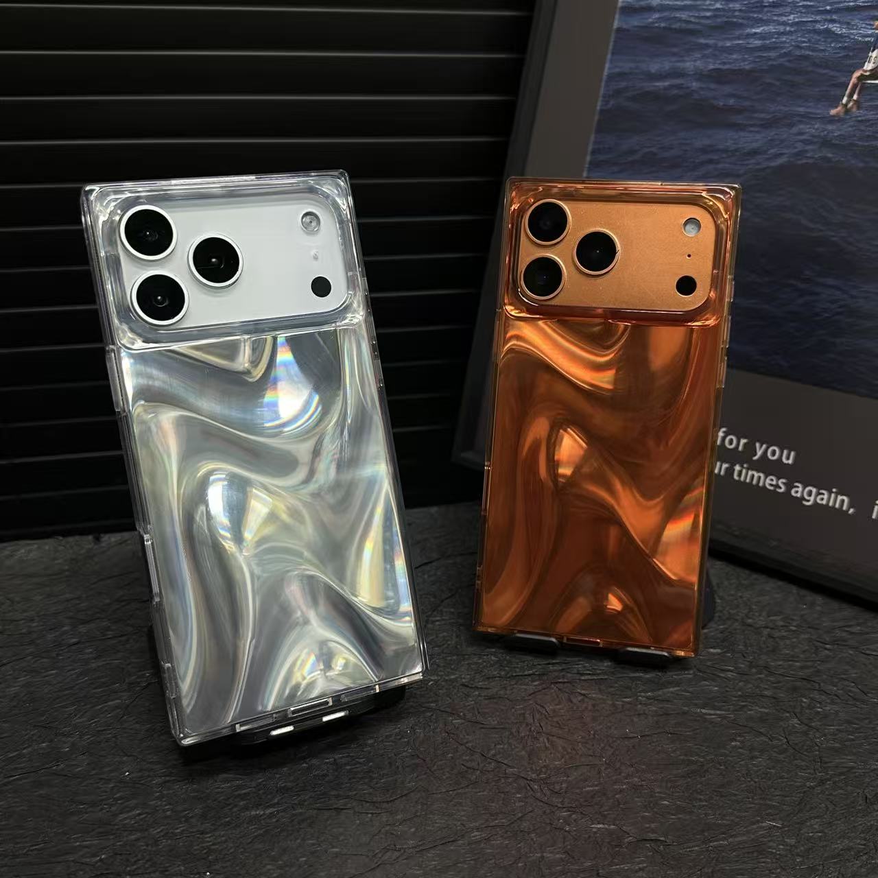 ins风方块绸缎纹适用苹果17iphone161514promax高级感情侣手机壳