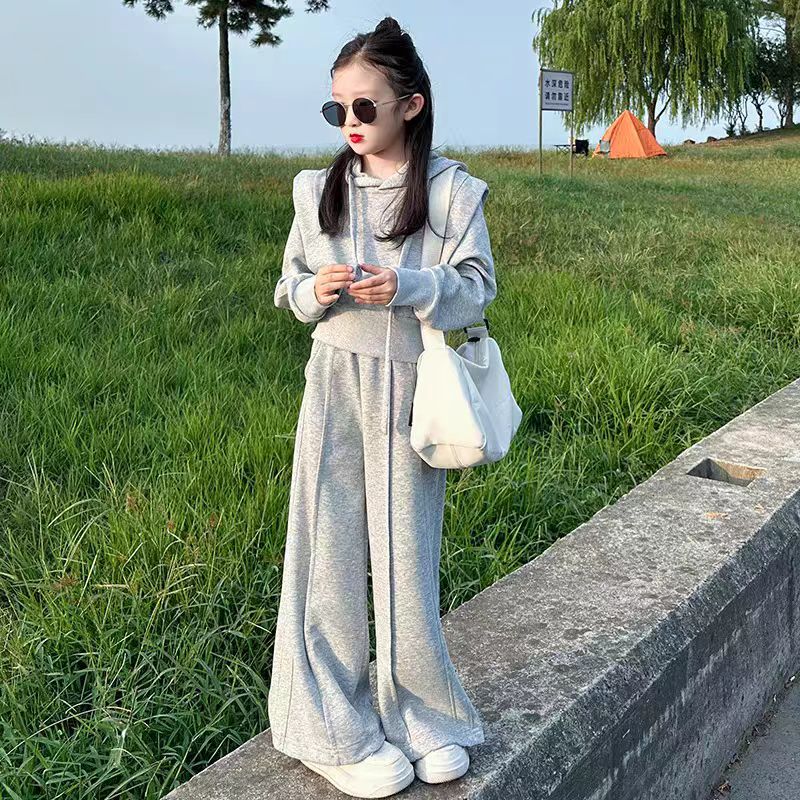 洋气通用阔腿春秋时尚休闲连帽套装女韩版裙子显瘦卫衣连衣裙