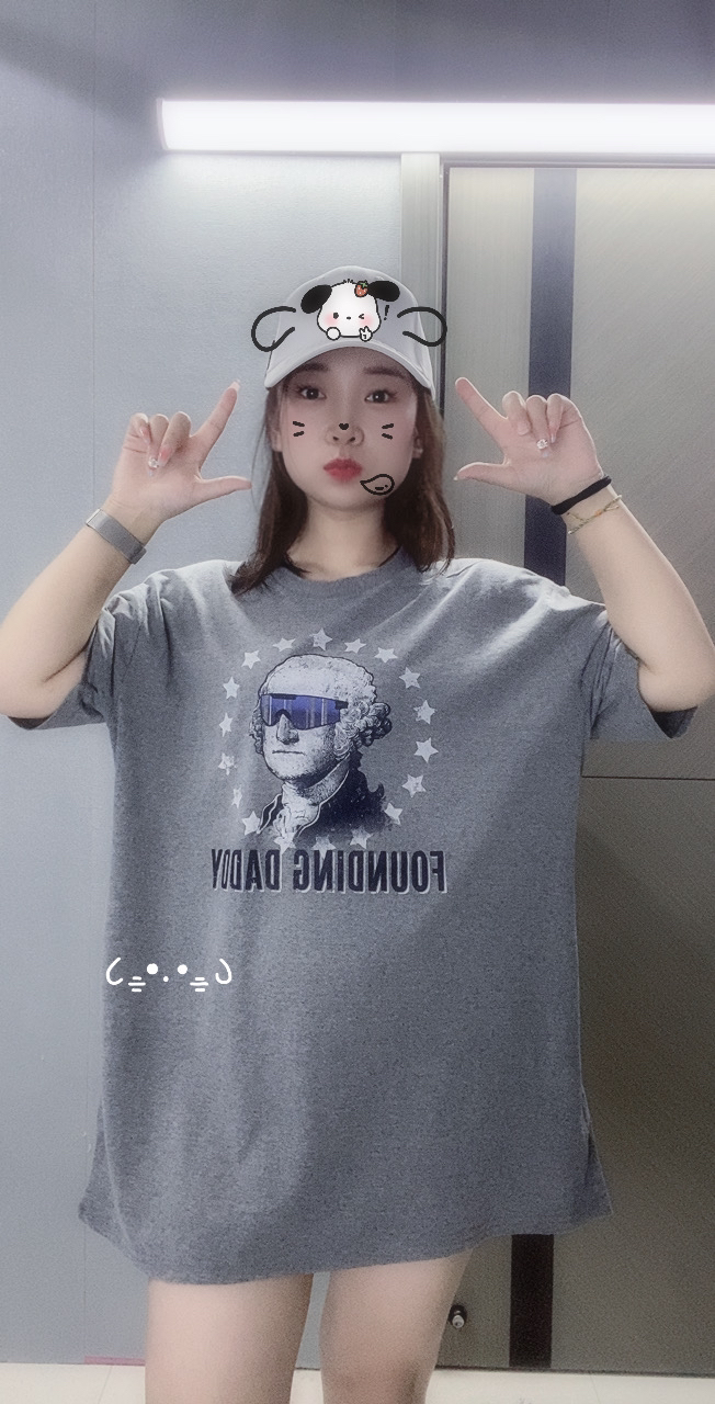 外贸纯棉大码T恤灰色魔法师