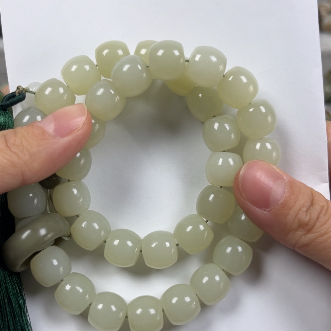 和田玉手链未镶嵌卡12苹果珠36颗珠子手持