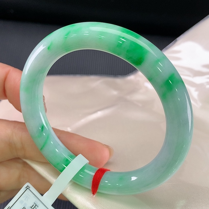 翡翠未镶嵌手镯圆条55-56