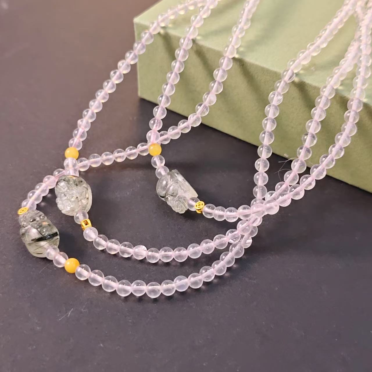 【书记甄选】天然原创粉水晶三圈手链 多样性发一 约4mm 3226AT