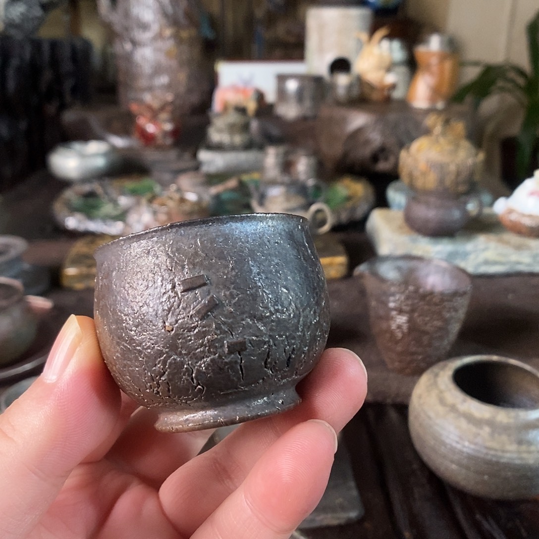手工制作柴烧茶具