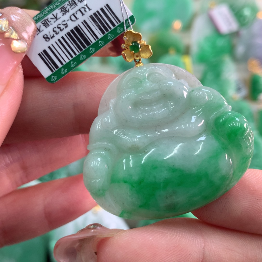 翡翠吊坠(不含链)18K金镶嵌