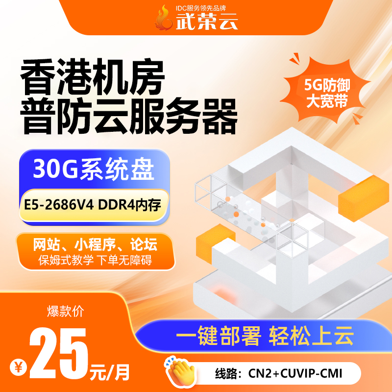 香港云服务器租用 CTGNet+CN2GIA线路 5G防御 10M带宽 免备案