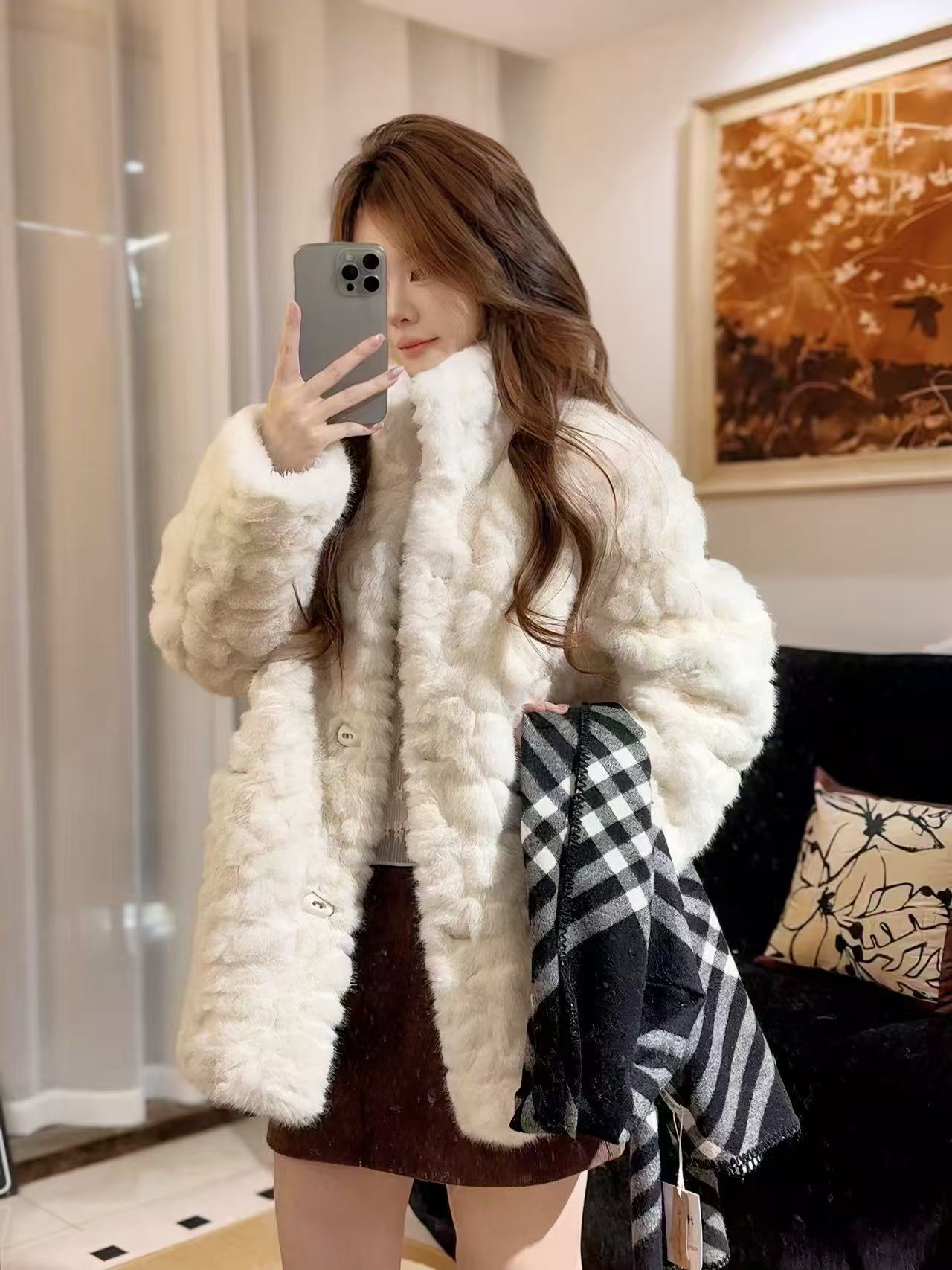 人造皮草 【陨石冰川】慵懒风中长款厚款毛毛外套