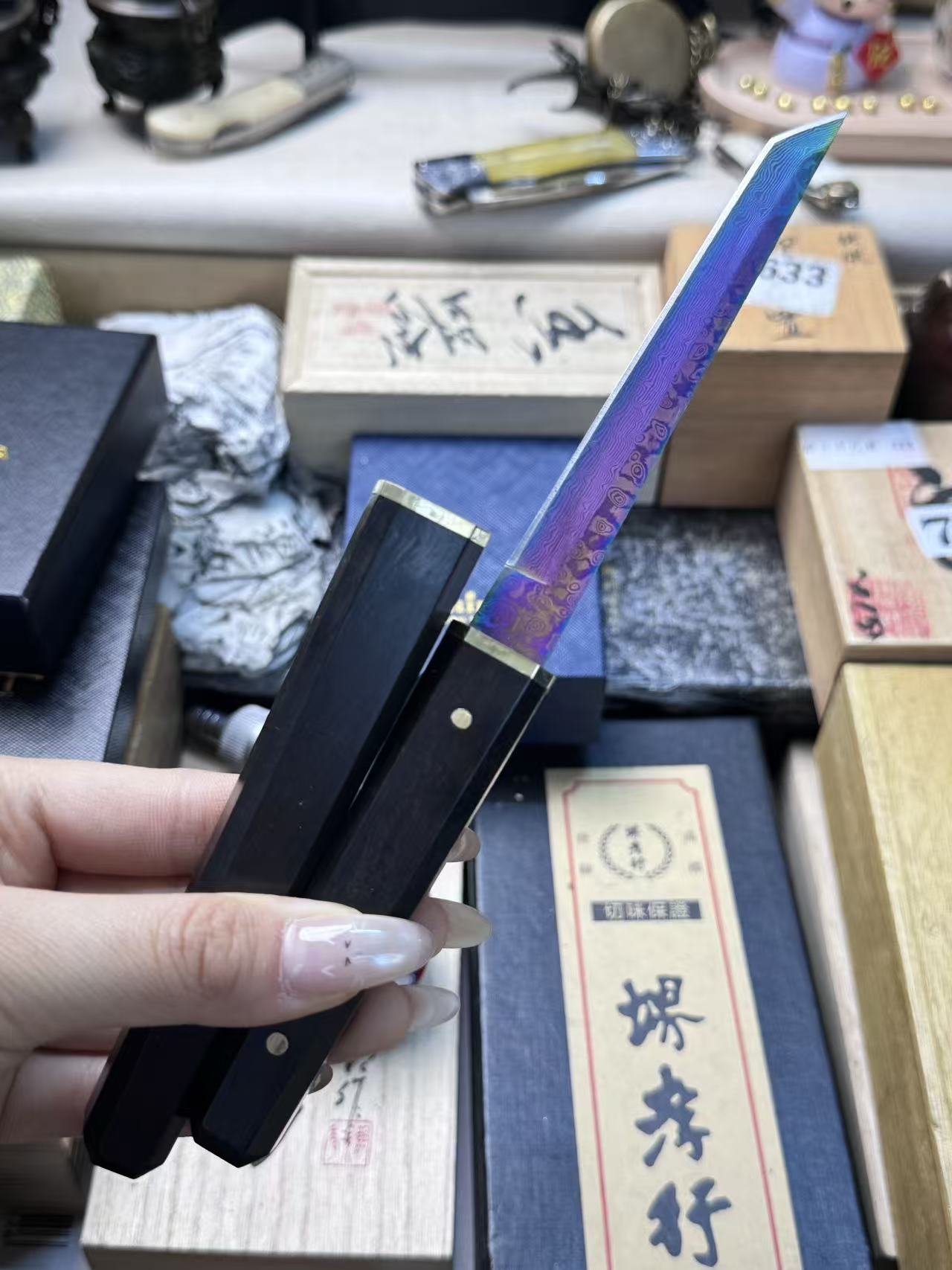 A户外登山野营用开路削砍树枝杂草开钓位用多功能刀小紫刀086