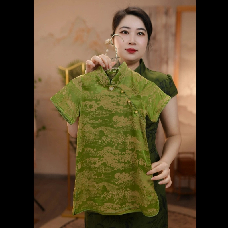 F绿园旗袍#女宝夏季汉元素儿童短袖中国风女童夏款古风中式旗袍裙