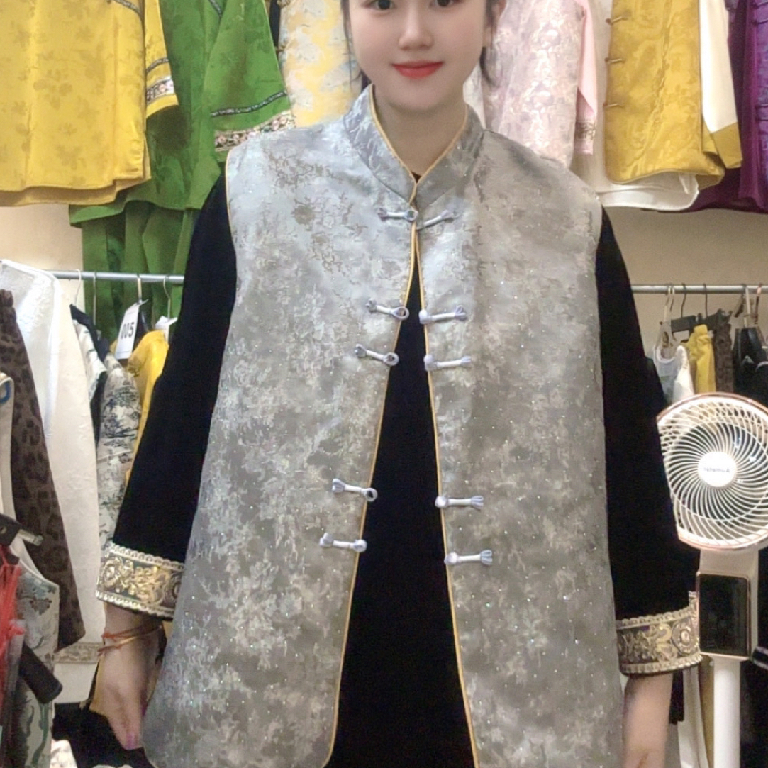 【美钰】高级感灰色新中式马甲女国风气质盘扣唐装外穿坎肩背心