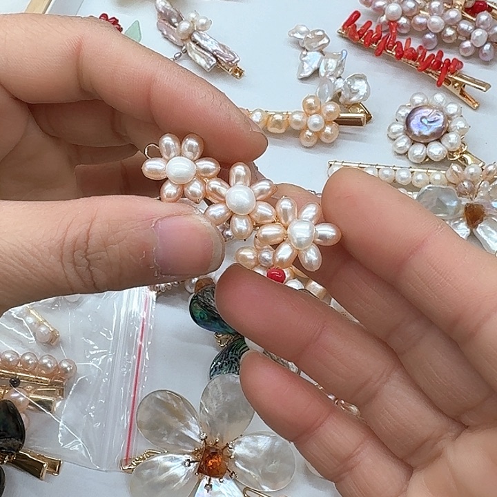 淡水珍珠发饰银S925镶嵌