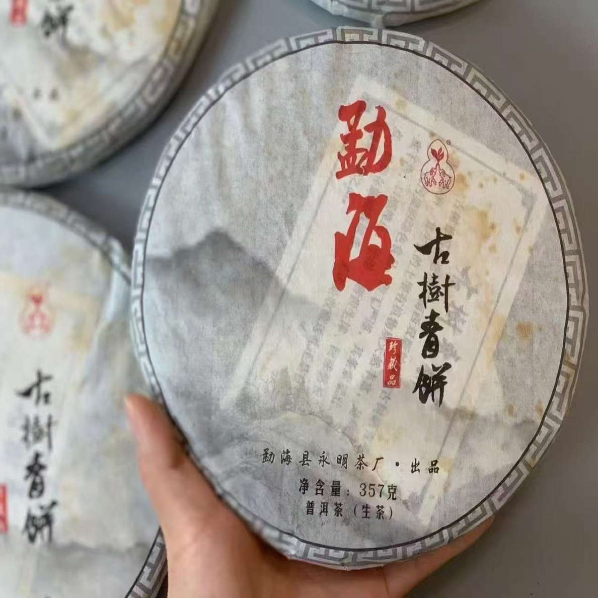 2013永明茶厂勐海古树青饼普洱生茶