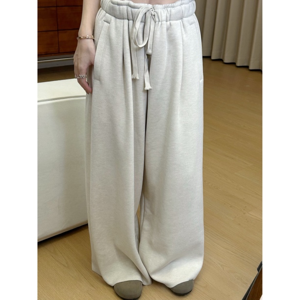 【张小九】冬季加绒厚款休闲百搭抽绳紧腰宽松保暖九分裤Z2091