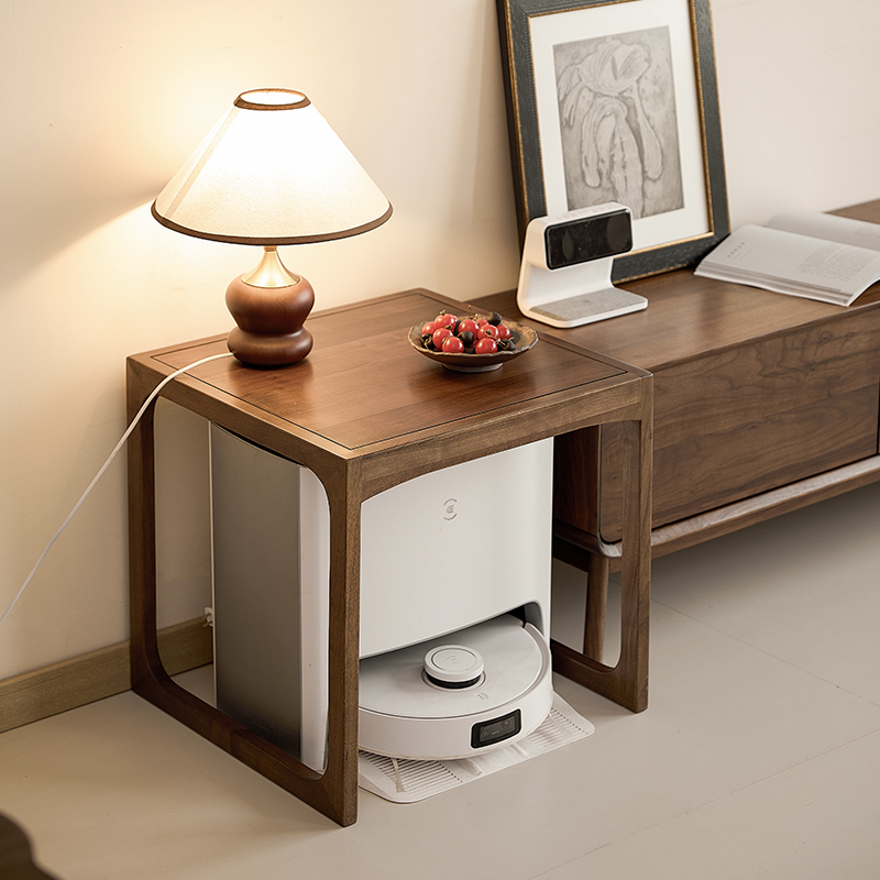 苏作集北美黑胡桃木边几客厅扫地机器人收纳简约家用沙发角几边柜